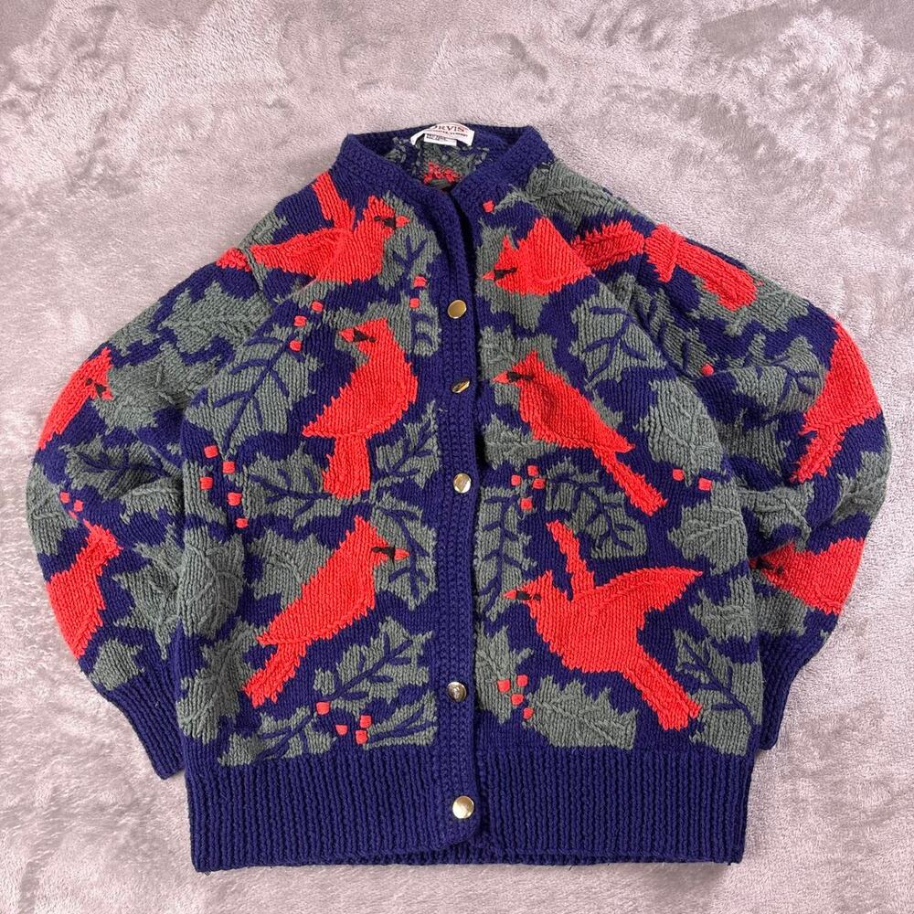 Vintage Orvis Cardinal Bird Cardigan Sweater Women’s Medium Holiday Christmas